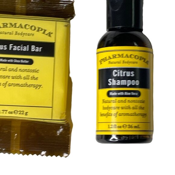 Pharmacopia Travel Size Toiletries Citrus Shampoo Facial Bar Shae Butter u - Picture 4 of 4